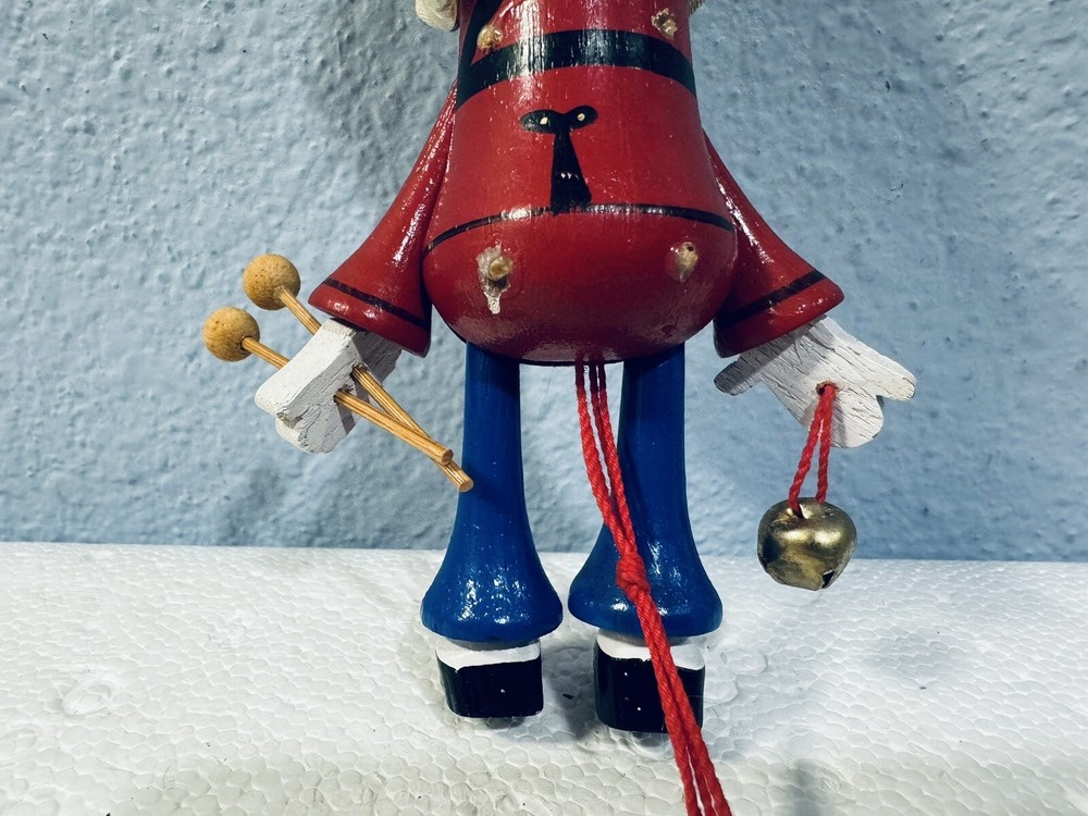 Vintage Clown Wooden Jumping Jack Pull String Ornament
