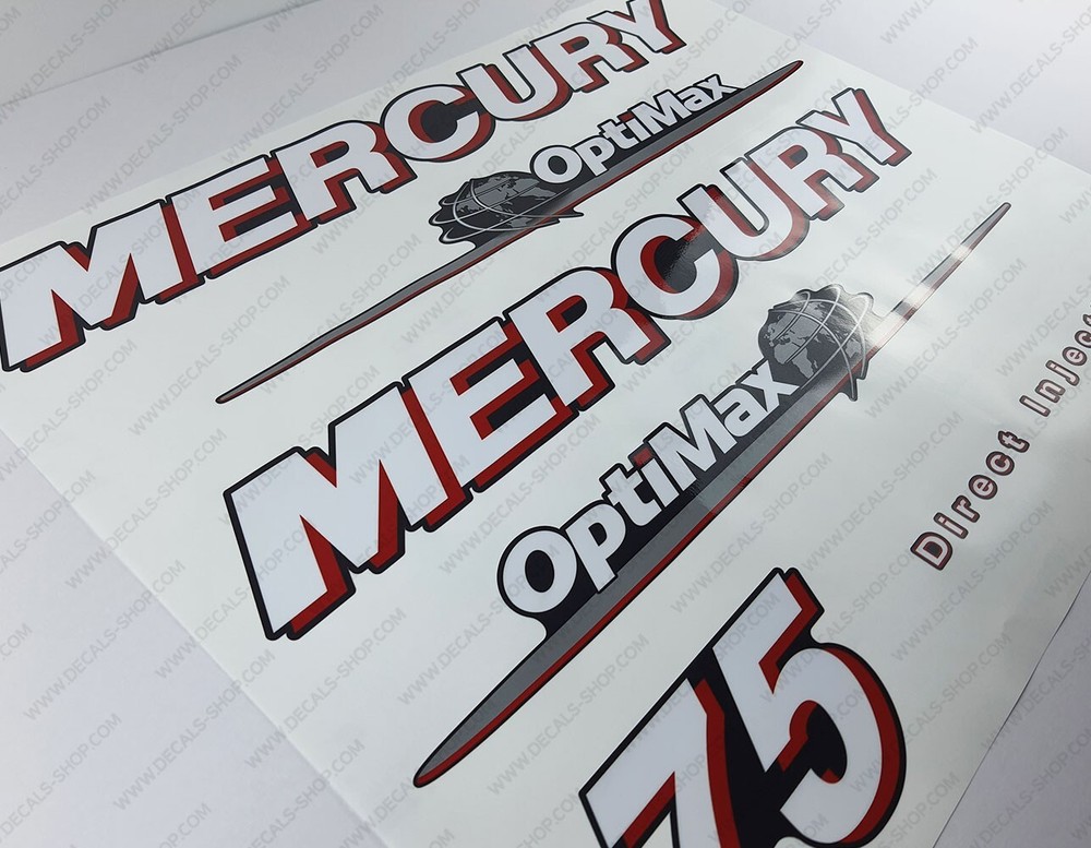 Mercury 75 hp Two Stroke Optimax DI 2006-2012 Set outboard engine decals sticker