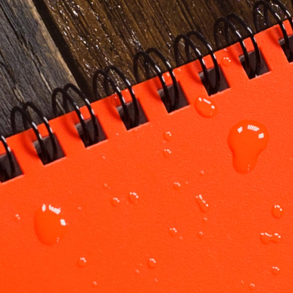 Weatherproof Side Spiral Notebook, 4.625" x 7", Orange Cover, Universal Pattern
