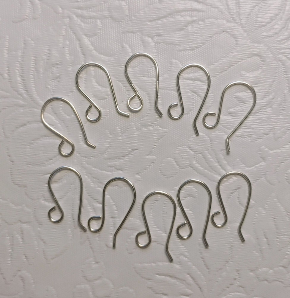 Earring hooks,  ear wires, short with loop for jewelry making, Silver, 5 pair