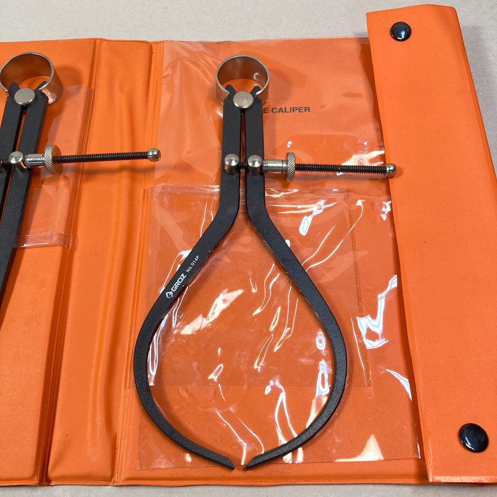 GROZ 8" Spring Caliper & Divider Set 3 Pc Inside Outside Caliper Spring Divider