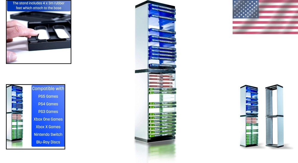 Universal Game Storage Tower - Holds 36 Games & Blu-Rays
