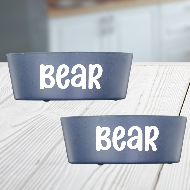 Personalized Blue Medium Pet Food Bowl Set with Custom Name