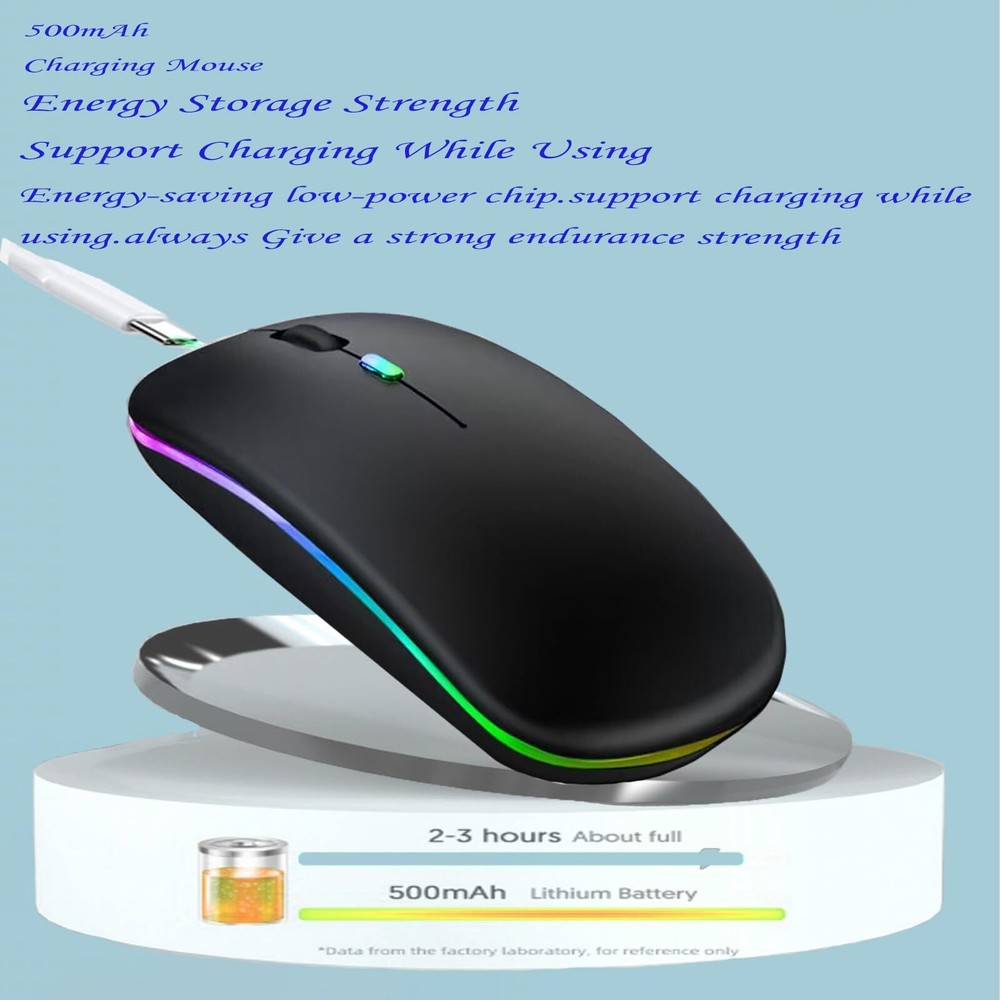 Wireless Slim Silent Mouse Rechargeable Mouse with USB Receiver for PC Computer