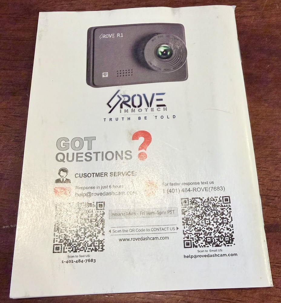 Rove R1 Dash Cam Open Box