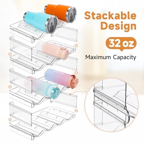 Stackable Water Bottle Organizer, Large Compartment Water Bottle Holder, 4 Pack
