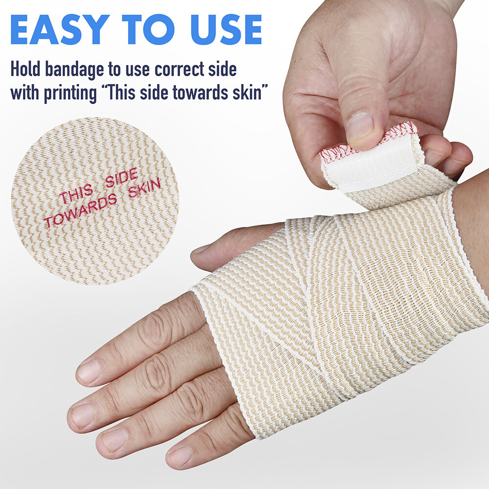 4 Rolls 4" Elastic Bandage Compression Wrap Hook & Loop Self Closure First Aid