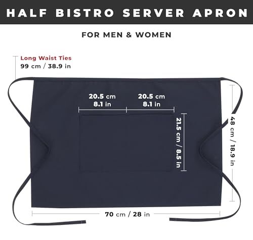 Unisex Half Bistro Server Apron One Size Navy