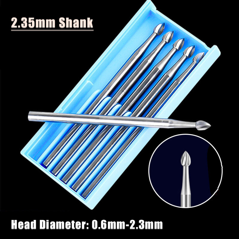 2.35mm Shank Solid Carbide Micro Drill Bits Wood Carving Walnut Engraving Tool