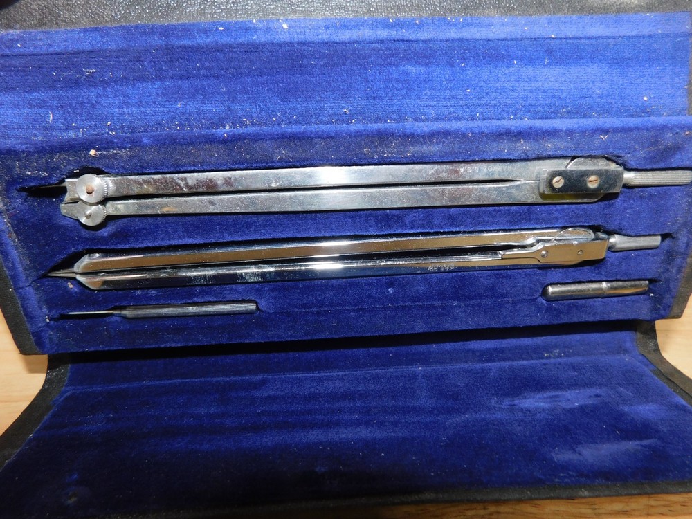 K&E Drafting Navigators Compass Kit & Case Marked US Government Germany 4/25