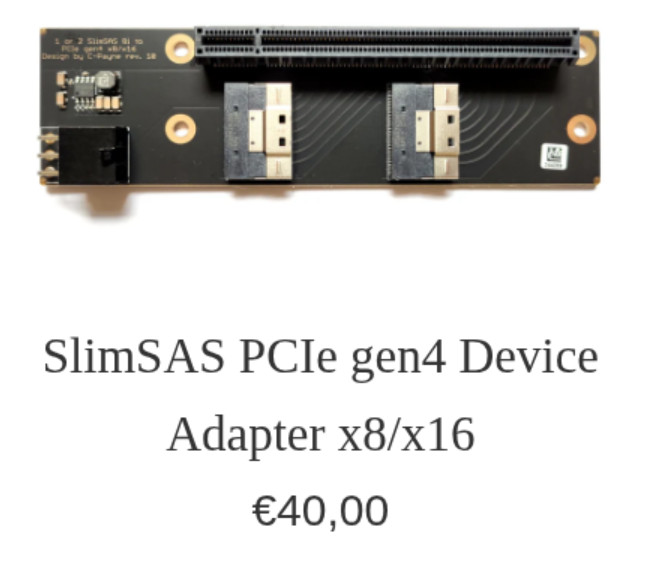 C-Payne SlimSAS PCIE Gen 4 Riser kit Host + Device Adapters with Cables