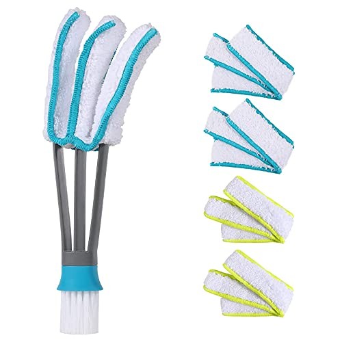 Window Cleaner Duster Brush with 5 Microfiber Sleeves, Cleaning Blind Duster
