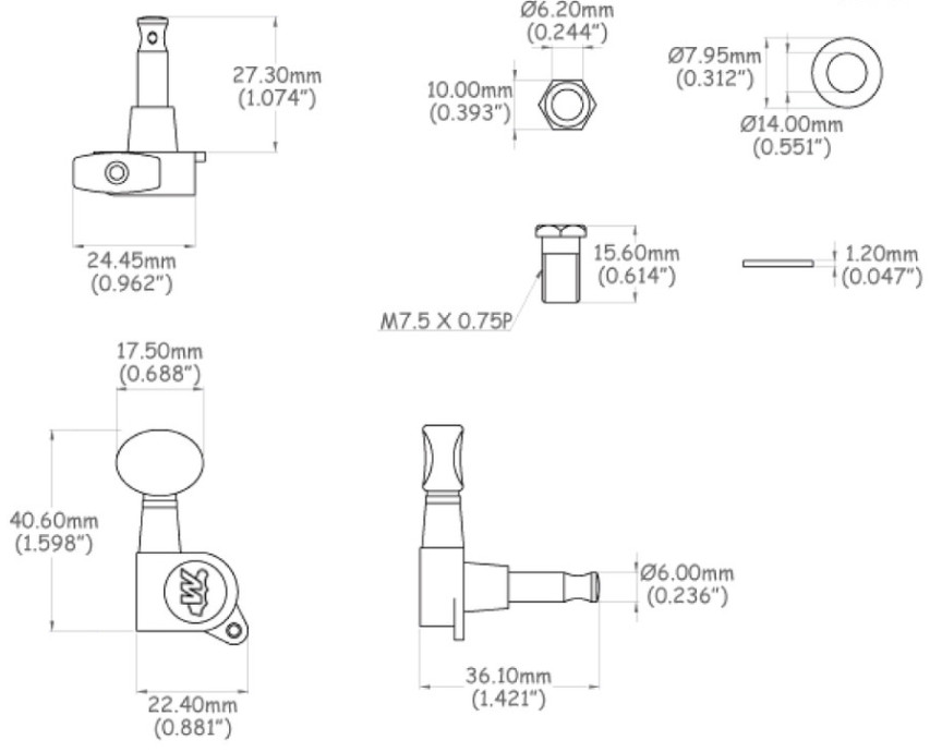 Oval Style Button Tuner Chrome