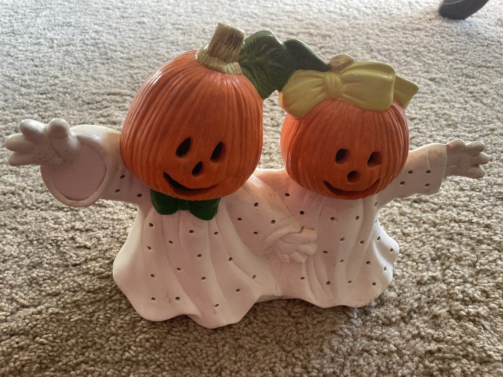 Two Headed Orange And White Halloween Pumpkins