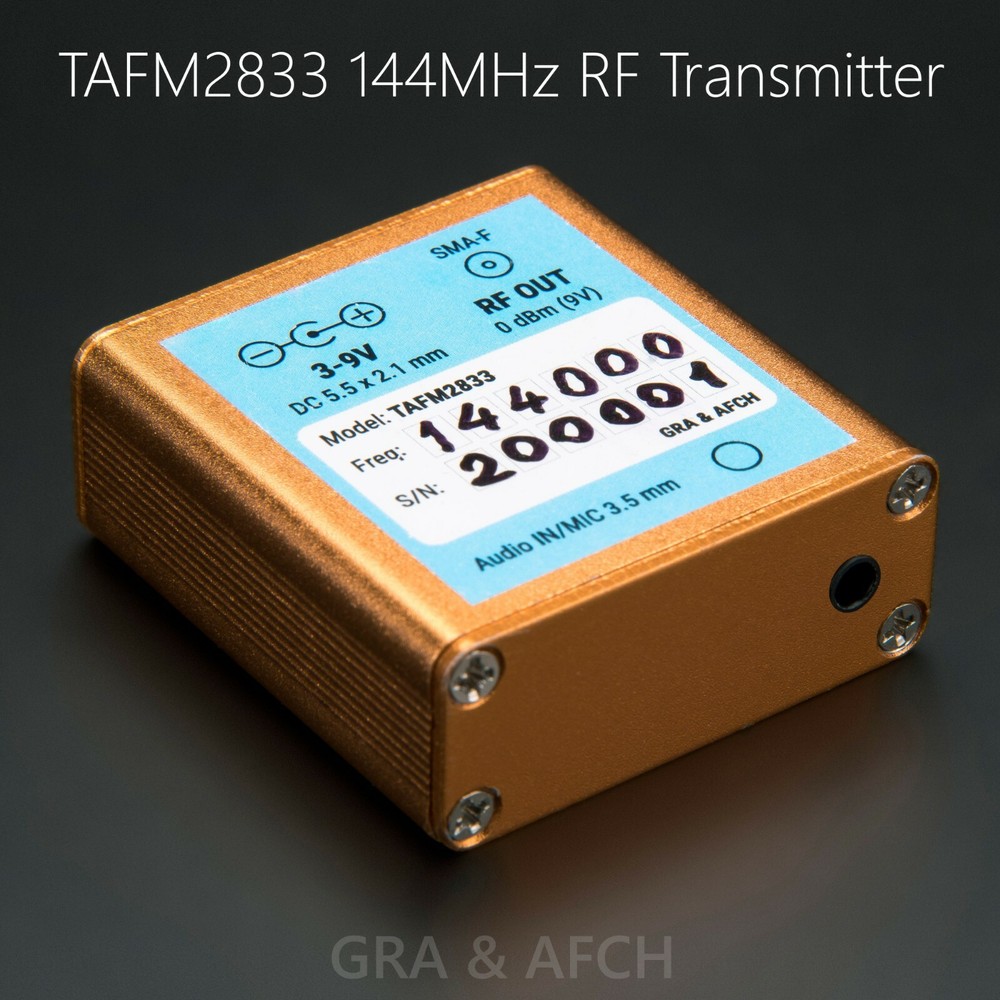 RF Transmitter FM 144 MHz TAFM2833 Low Spurs Alluminum Case [with Antenna]