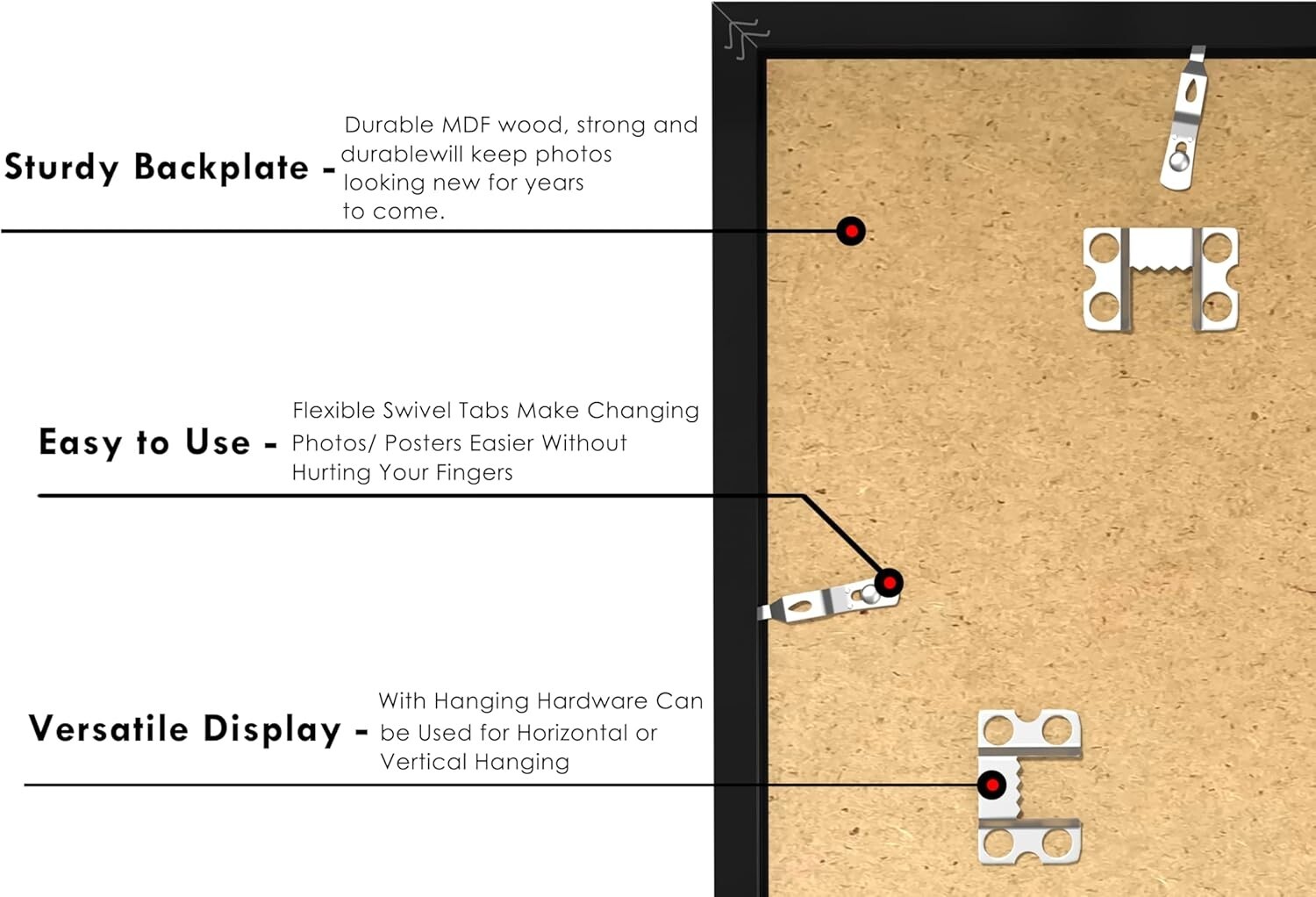 12x16 Picture Frame Black, Display Pictures 8.5x11 with Mat or 12x16 Without Mat