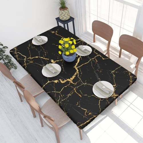 Black Marble Texture Tablecloth with 48" x 30" (Rectangular) Marble #03