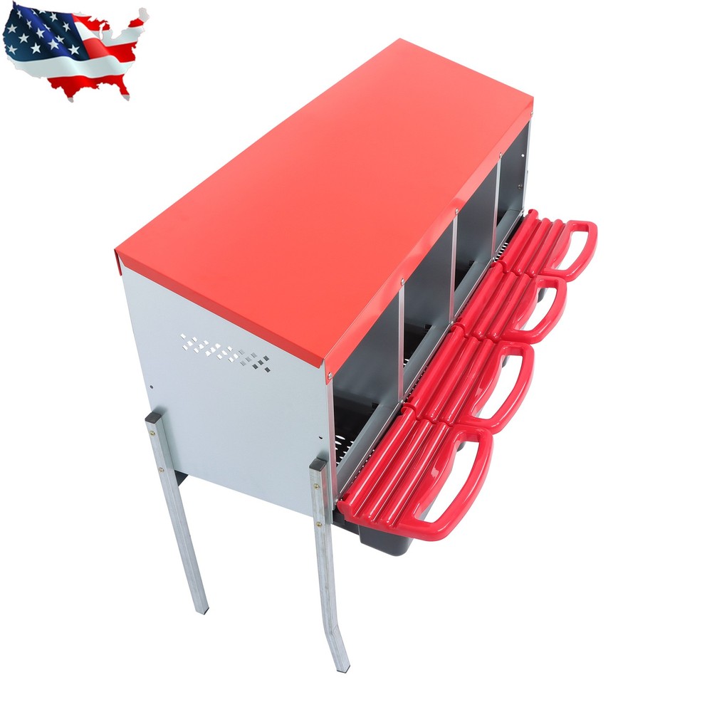 Roll Out Chicken Nesting Boxes For Laying Eggs Coop 4 Compartment
