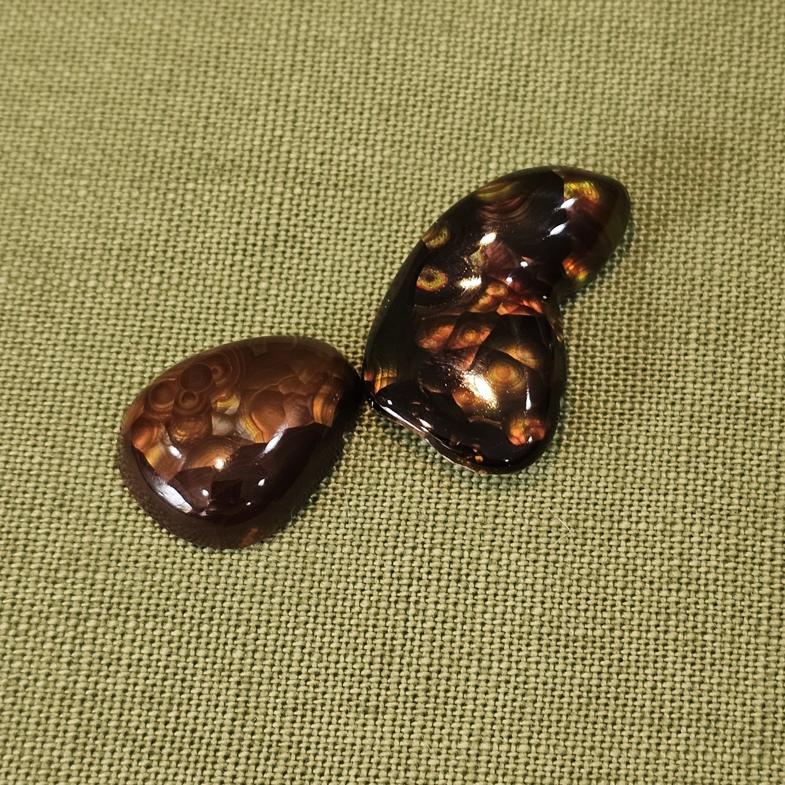 Fire Agate Pair With Wild Colors and Stunning Pattetns 25 CT Combined