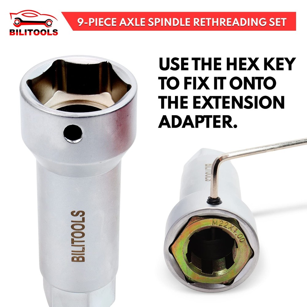 BILITOOLS Axle Spindle Rethreading Tool Kit, 10-Piece Wheel Stud Thread...