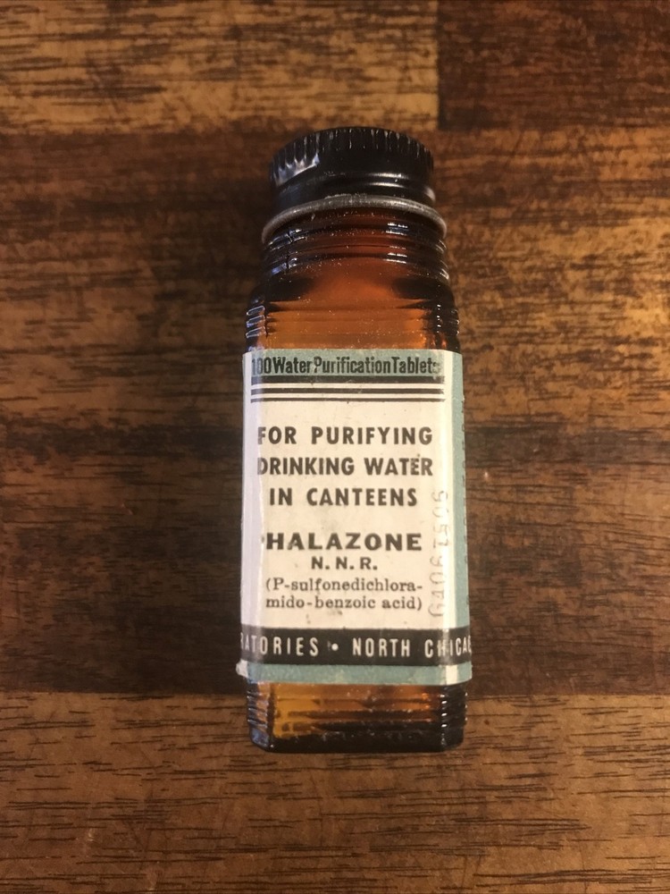 Halazone WW2 U.S. Army Military Collectibles G.I. Water Purification Tablets