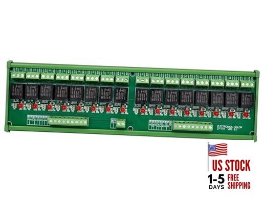 DIN Rail Mount 16 SPDT 10Amp Power Relay Interface Module () DC 24V