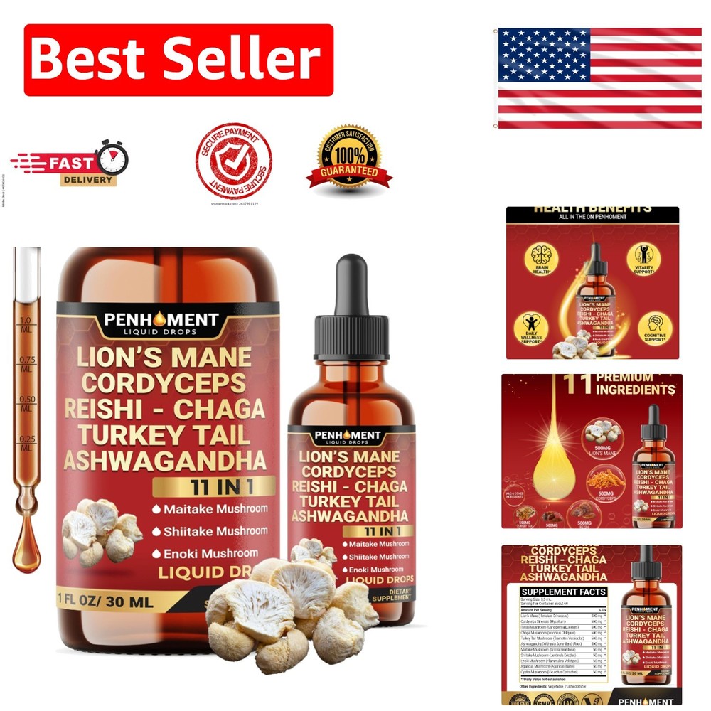 Cognitive Function Boost - 11-in-1 Mushroom Liquid Drops for Daily Use