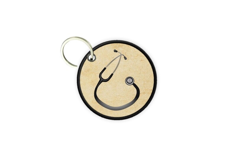 Keychain round printed double-sided stethoscope doctor