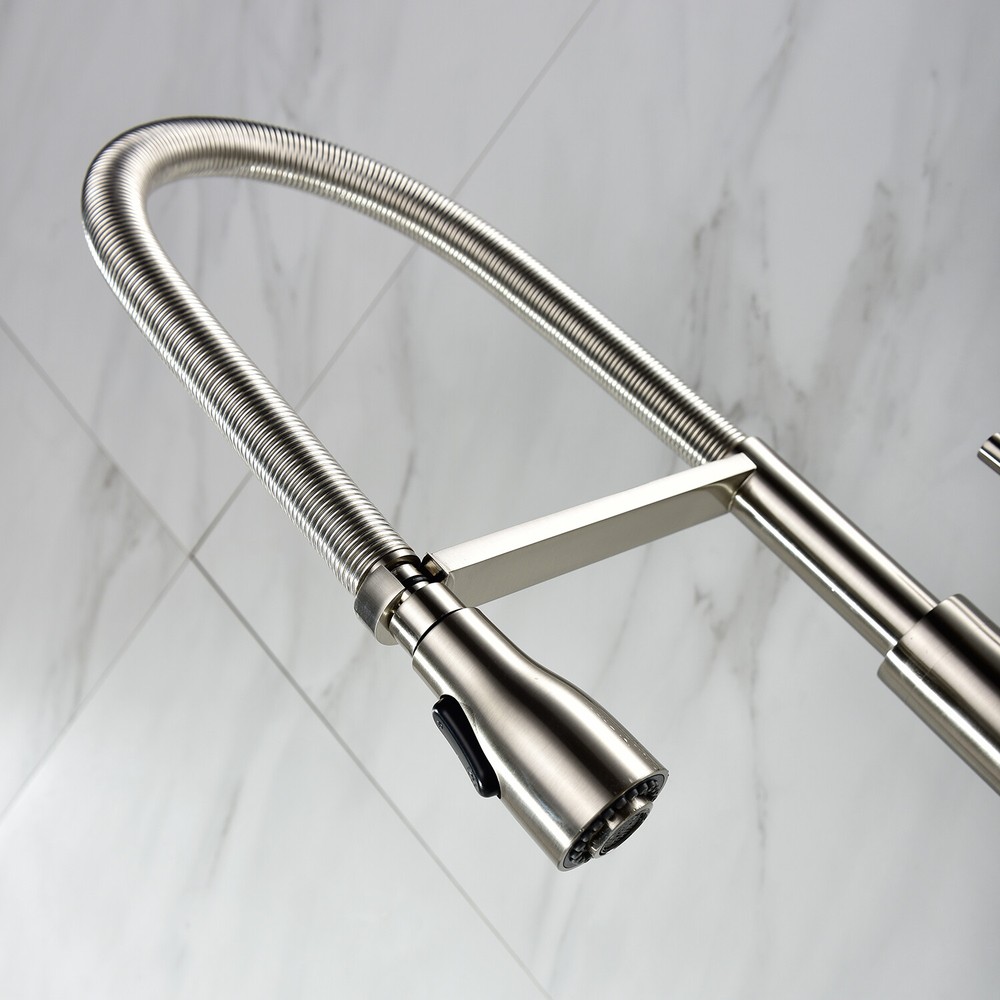 Single-Handle Spring Spout Kitchen Sink Faucet with Pull Down Sprayer