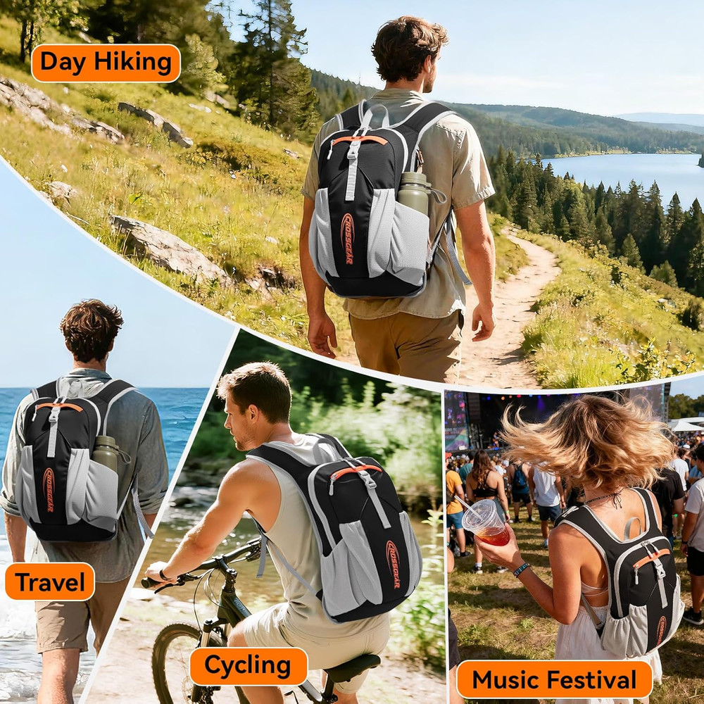 CROSSGEAR 16L RFID Hiking Backpack, Lightweight Foldable Packable Backpack, Smal