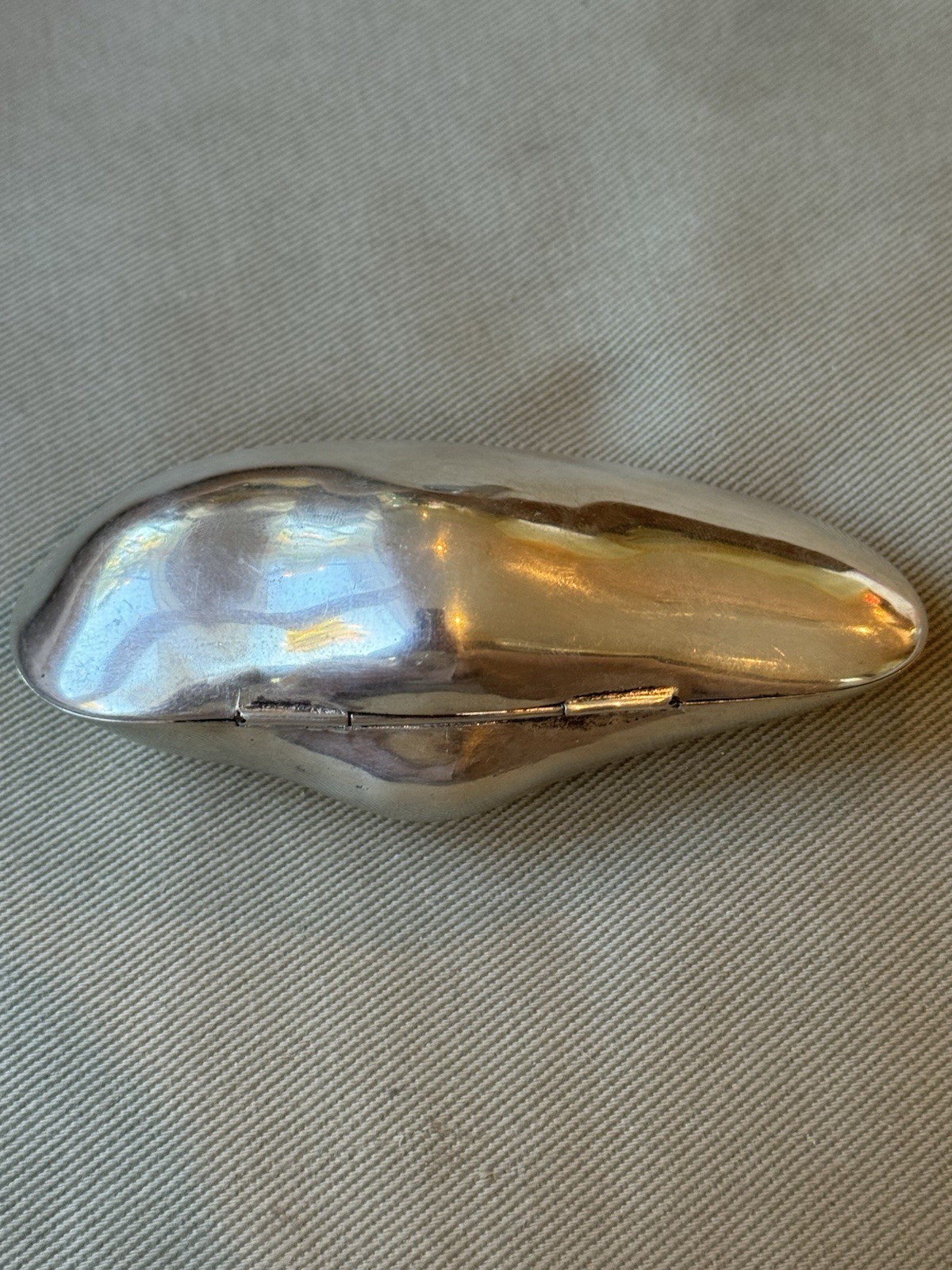 Antique Hallmarked Thailand? 90 Sterling Silver 4.25” Hinged Clam Shell Box