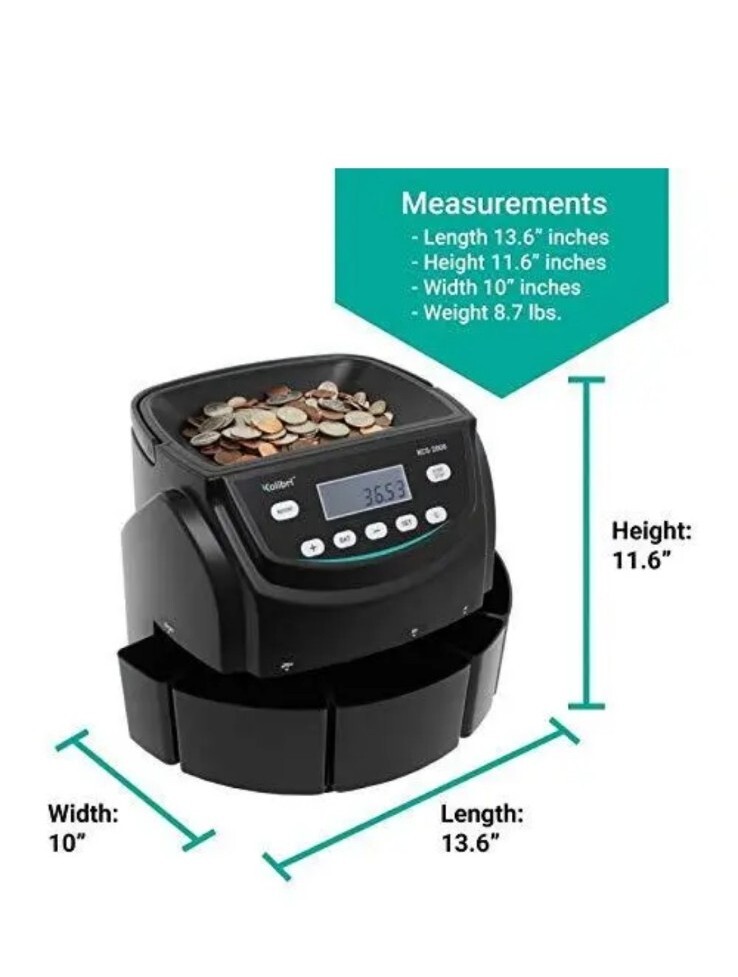 KCS-2000 Professional USD Coin Counter, Sorter and Wrapper/Roller, 220