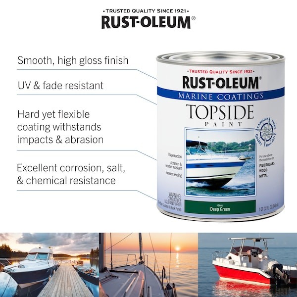 Rust-Oleum 207005 Marine Coatings Topside Paint, Gloss, Battleship Gray, 1 Quart