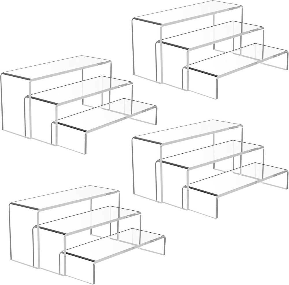 Stackable Acrylic Display Risers - 12 Pcs for Showcasing Desserts & Figures