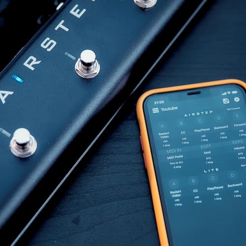 Airstep Lite MIDI, HID Wireless Controller with 5 Footswitch, 300H Playtime,