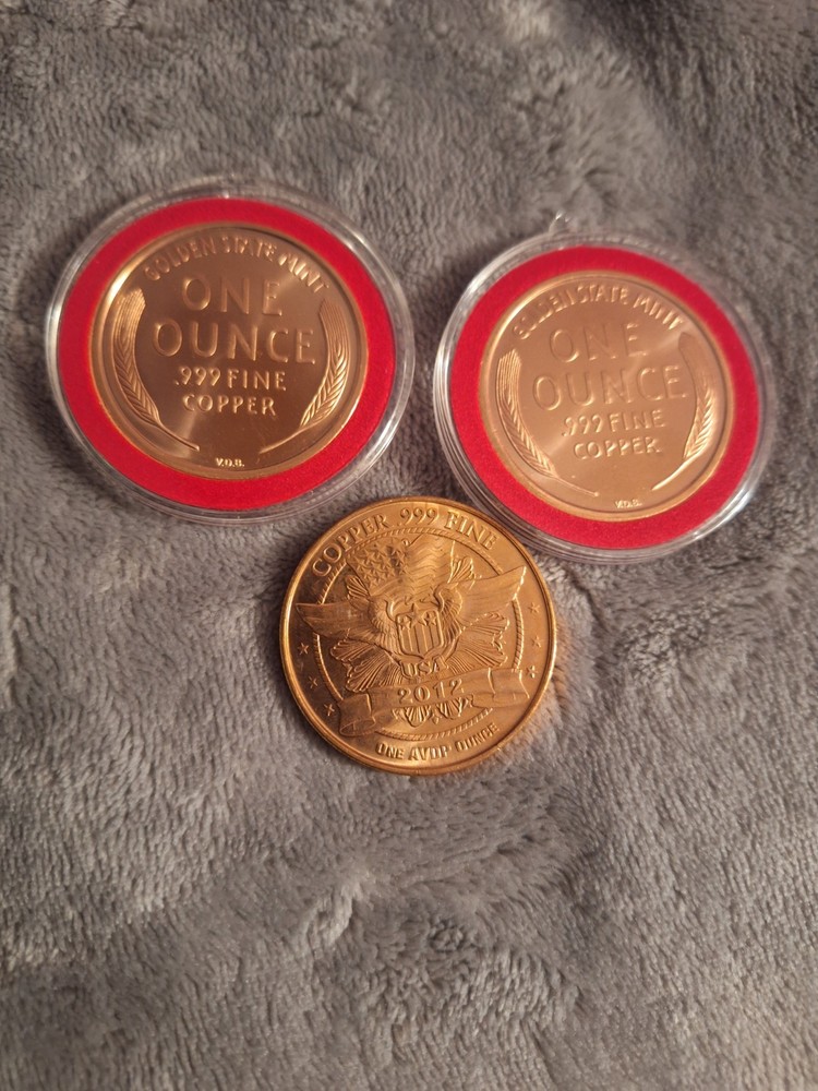 3pcs copper coins 3ounces total.