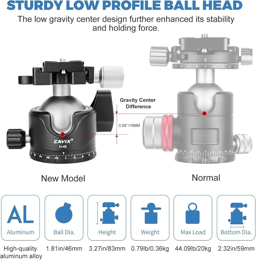 Aluminum Tripod Ball Head with Quick Release Plate