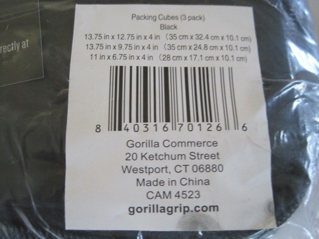 Gorilla Grip Packing Cubes 3 Pack New