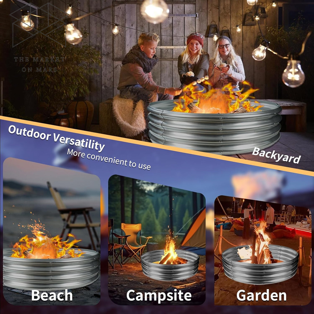 60 Inch Diameter round Galvanized Fire Pit Ring/Fire Ring - Foldable and Perfect