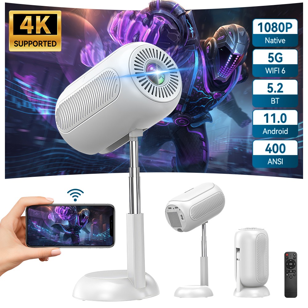 Auto Keystone 1080P Wifi Projector Android Bluetooth Home Video Smart Projector