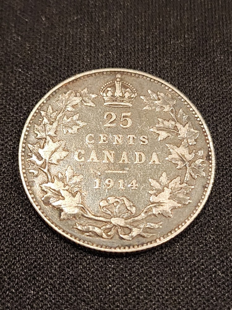 1914 Canada 25 Cents Silver Coin