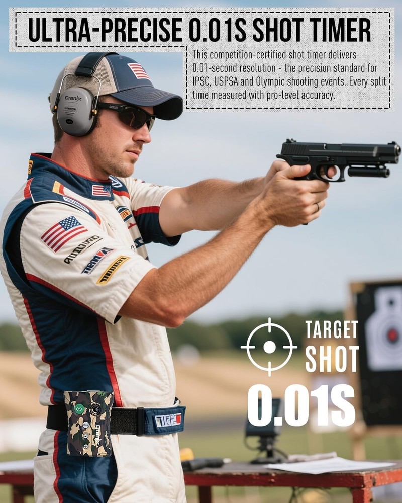 Professional Shot Timer for Shooting Competition, 0.01s Precision Tactical Gray