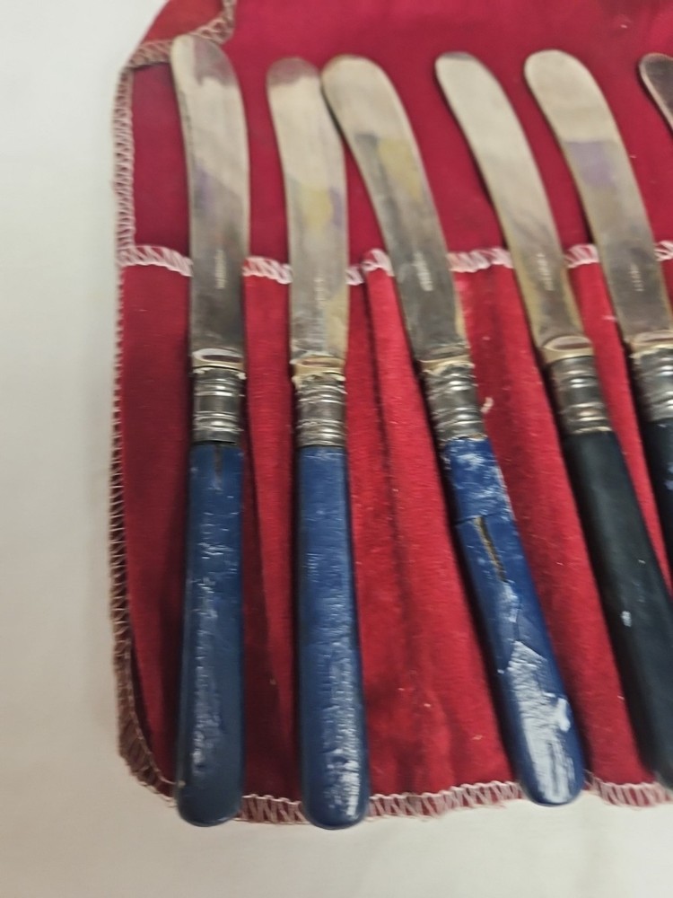 Vintage Butter Knives Blue Handles