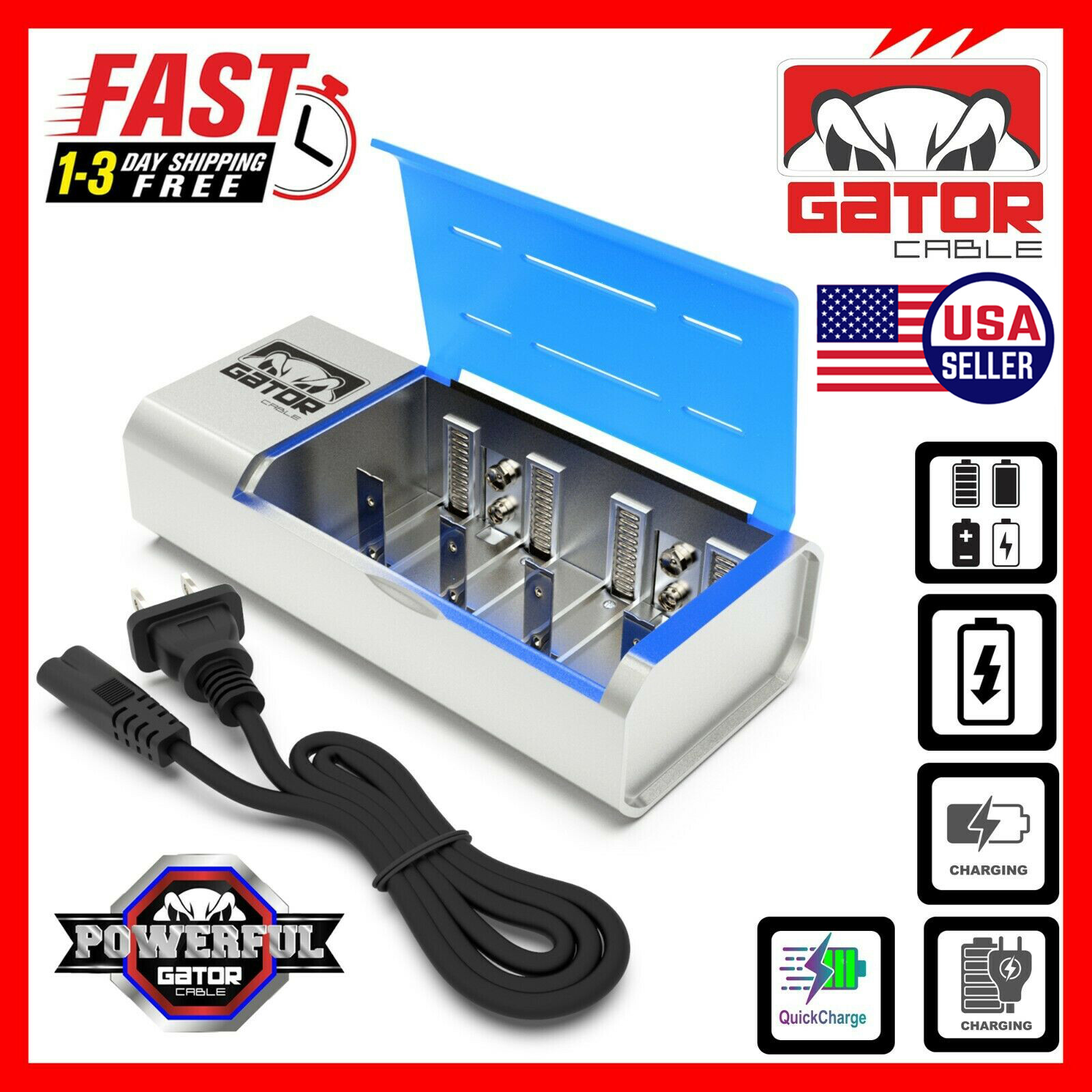 Rechargeable Batteries Charger Universal For AA AAA C D 9V Ni-MH Ni-CD Battery