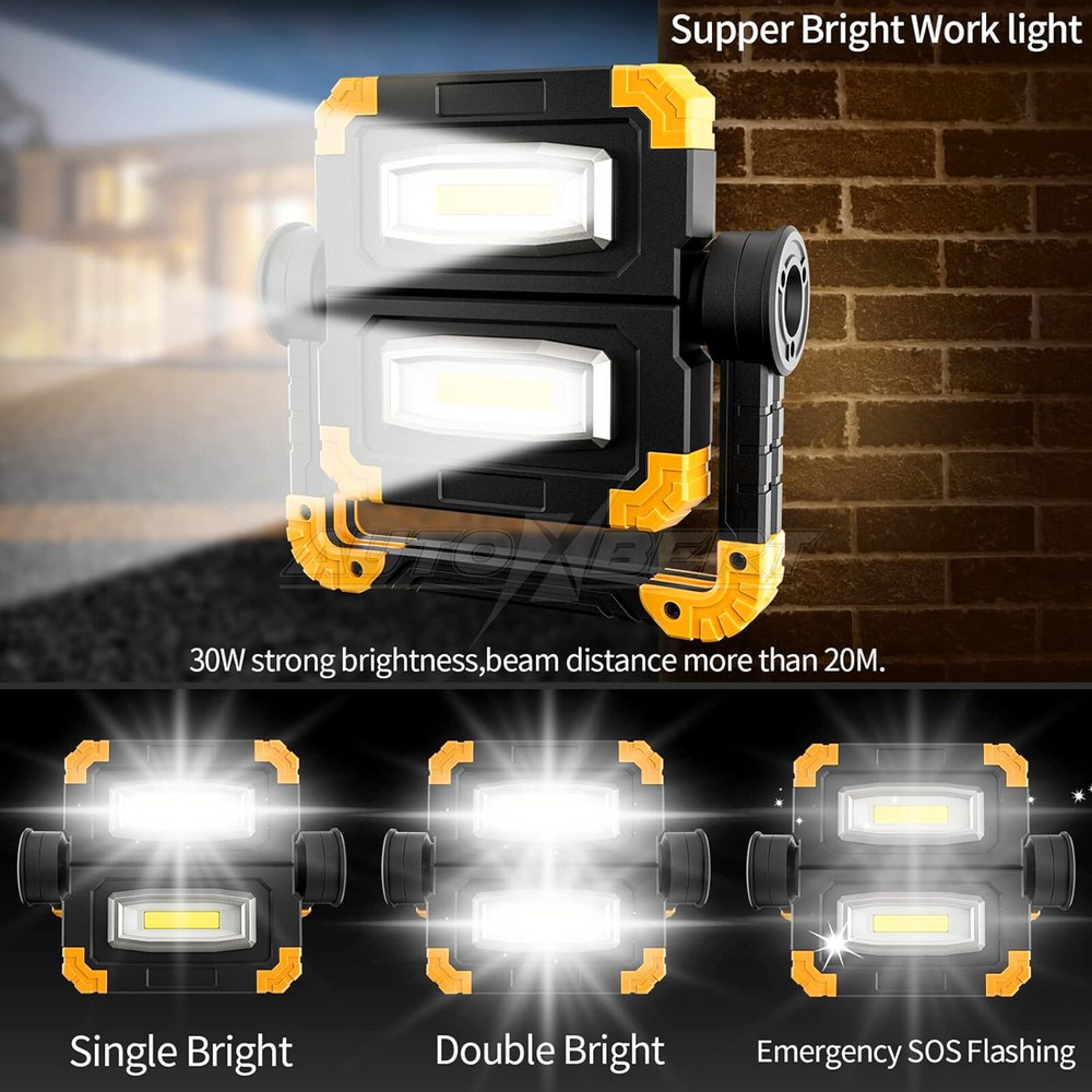 LED Work Light Rechargeable 2000 LM Portable Folding Magnetic COB LED Flashlight