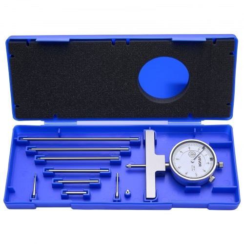 Depth Gauge, Depth Micrometer 0-22 inch Measuring Range, 0.001" Resolution, wit