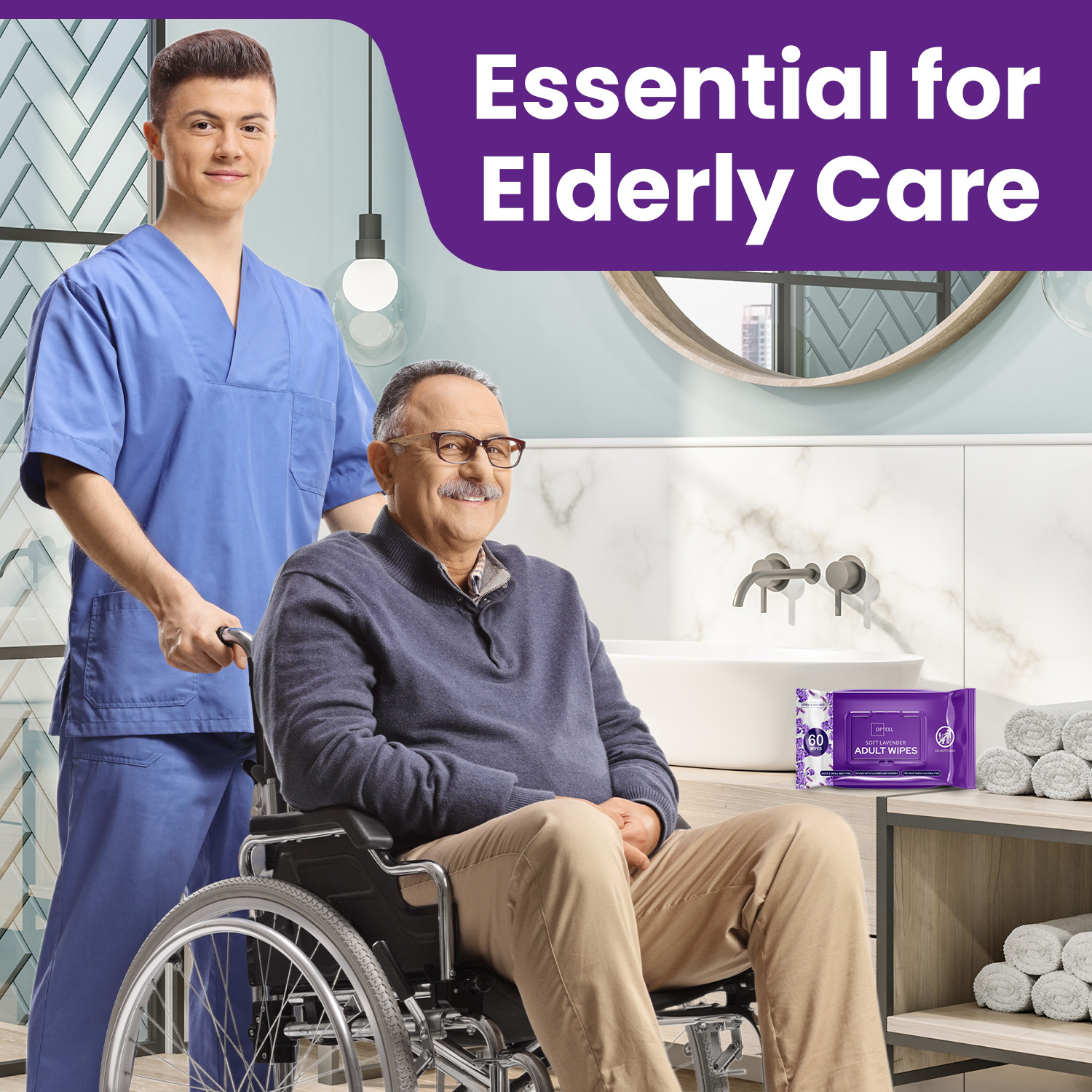 Adult Wipes For Elderly Soft Lavender - 8x13" 720ct (Too Large,Not-Flushable)