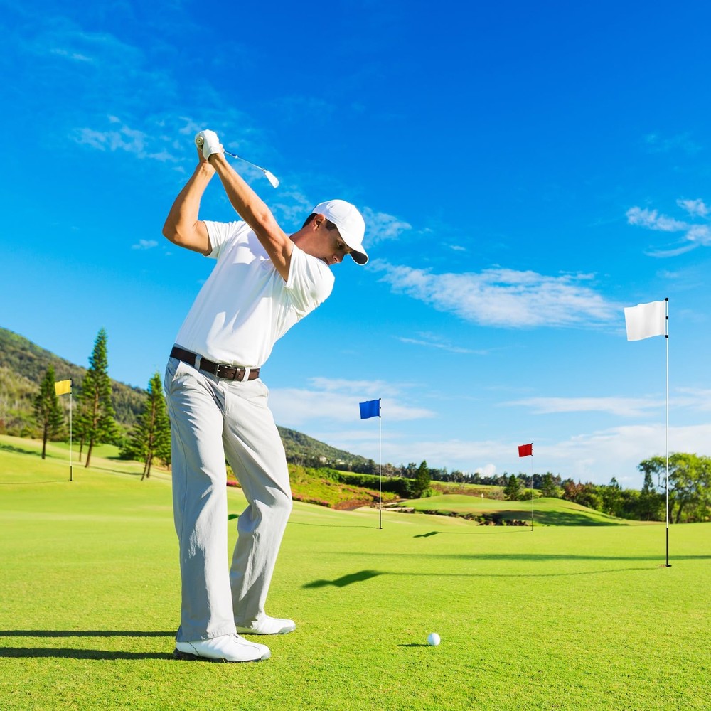 Mixweer 4 Pcs Solid Golf Flag with Tube Inserted Putting Green Flags 420d Nyl...