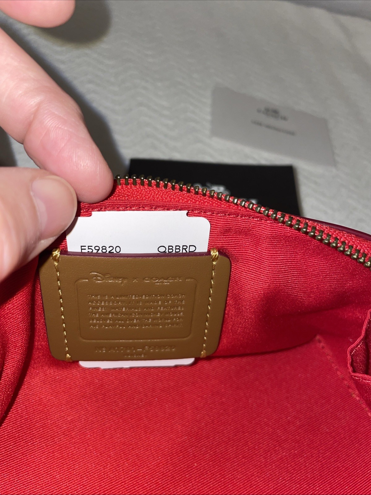 New Authentic Coach/Disney Red Leather Mickey Mouse Makeup Pouch