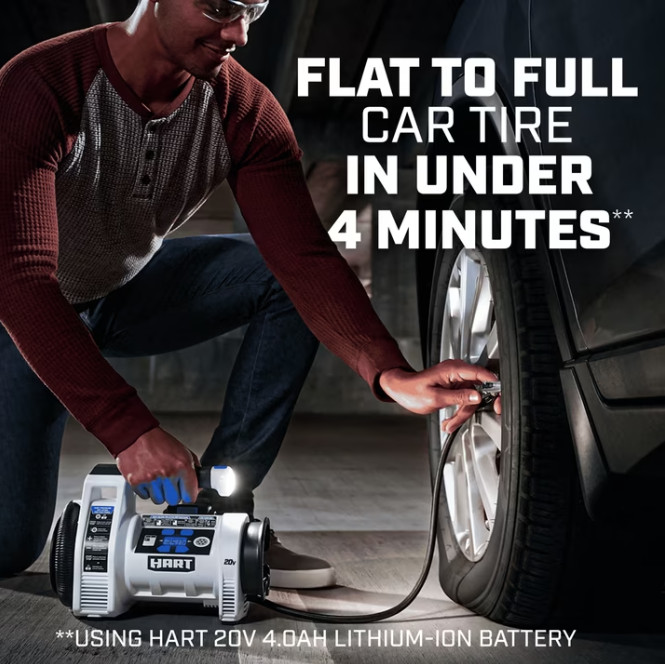 Hart HPIF50 20-Volt Cordless Dual Function Digital Inflator, Battery Not Include